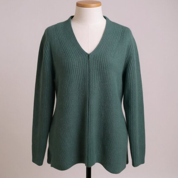 J. McLaughlin Sweaters - J. McLaughlin Cashmere Wool Blend Ribbed Sweater Forest Green Size Large $428